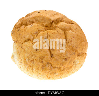 Eine kleine Vollkorn Boule Brot auf einem weißen Hintergrund. Stockfoto