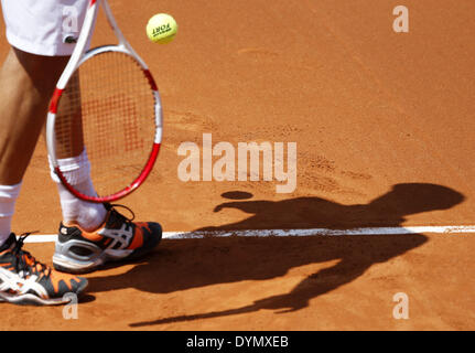 Barcelona, Spanien. 22. April 2014. BARCELONA / Spanien-22 April: match zwischen Bautista Agut und Nishikori, für Barcelona Open Banc Sabadell, 62 Trofeo Conde de Godo, gespielt an der Tennis-RC-Barcelona am 22. April 2014. Foto. Joan Valls/Urbanandsport/Nurphoto Credit: Joan Valls/NurPhoto/ZUMAPRESS.com/Alamy Live-Nachrichten Stockfoto