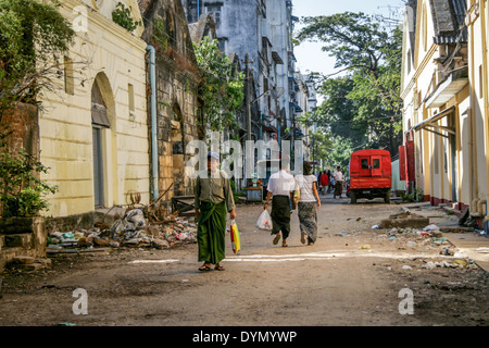 Straßenszene in Yangon, Birma Stockfoto