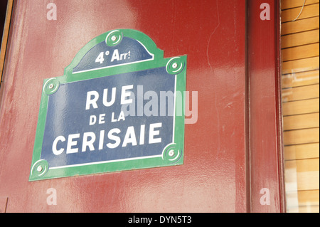 Rue De La Cerisaie in Paris, Frankreich Stockfoto