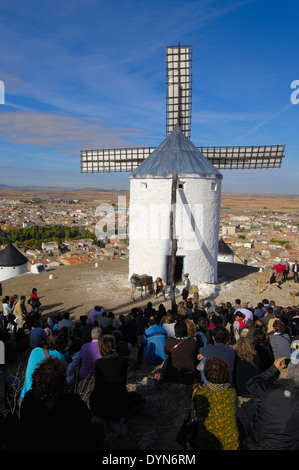 Consuegra Darstellung des Quijote während der Safran Rose Festival Toledo Provinz Route von Don Quijote Castilla-La Stockfoto