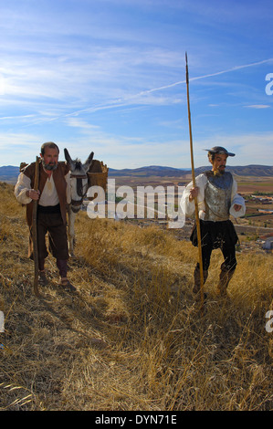 Consuegra Darstellung des Quijote während der Safran Rose Festival Toledo Provinz Route von Don Quijote Castilla-La Stockfoto