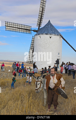 Consuegra Darstellung des Quijote während der Safran Rose Festival Toledo Provinz Route von Don Quijote Castilla-La Stockfoto
