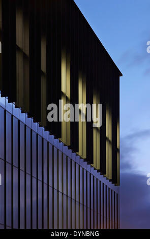 Manchester School of Art an der MMU, Manchester, Vereinigtes Königreich. Architekt: Feilden Clegg Bradley Studios LLP, 2014. Fassade-abstrakt Stockfoto