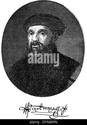 Ferdinand Magellan, der erste Weltumsegler. Nach einem Stich Stockfoto