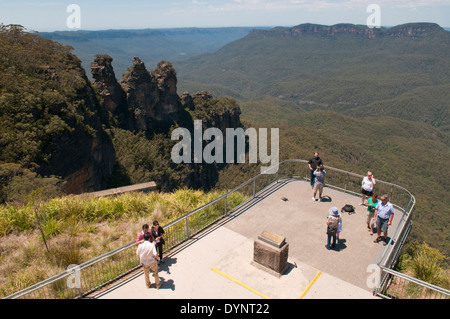 Die drei Schwestern Felsformationen in den Blue Mountains, New South Wales, Australien. Stockfoto