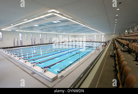 Der 50-Meter-Pool im Aberdeen Aquatic Centre, bei Aberdeen Sports Village, Aberdeen, Schottland, UK Stockfoto