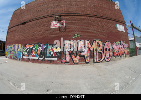 Ein Wandbild im Stadtteil Bushwick, Brooklyn in New York zu sehen Stockfoto