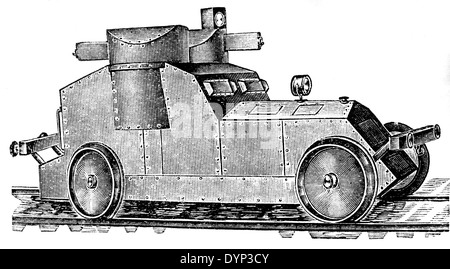 Gepanzerte Oldtimer, Illustration aus sowjetischen Enzyklopädie, 1926 Stockfoto