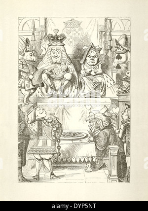 John Tenniel (1820-1914) Illustration aus Carrolss "Alice im Wunderland" veröffentlichte im Jahre 1865. Frontispiz Gerichtsszene. Stockfoto