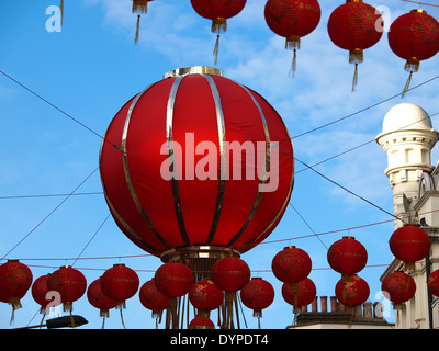 Riesige Lampions in Londons Chinatown Stockfoto