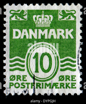 Dänemark - ca. 1960: eine Briefmarke gedruckt in Dänemark zeigt 10 Kronen, Serie, ca. 1960 Stockfoto