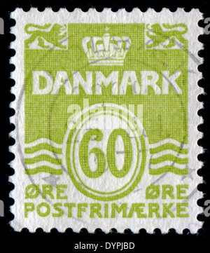 Dänemark - ca. 1960: eine Briefmarke gedruckt in Dänemark zeigt 60 Kronen, Serie, ca. 1960 Stockfoto