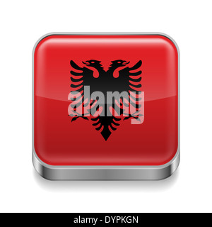 Metall Quadrat mit albanischen Flagge Farben Stockfoto