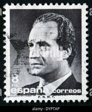 Spanien - ca. 1985: Eine Briefmarke gedruckt in Spanien zeigt ein Porträt von König Juan Carlos i. von Spanien ohne Inschrift Stockfoto