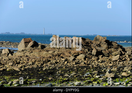 Sillon de Talbert, Pleubian, Phare des Heaux de Brehat, in der Nähe von Paimpol, Côtes-d ' Armor, Bretagne, Bretagne, Frankreich Stockfoto