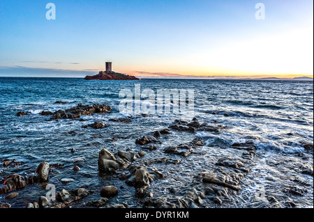 Europa, Frankreich, Var, Gesims des Esterel. Saint-Raphael. Die Insel der ´Tour D´Or´, Kap Dramont Stockfoto