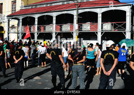 Nationalen Streik - Casa de Fierro - Plaza de Armas in IQUITOS. Abteilung von Loreto. Peru Stockfoto