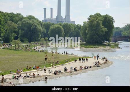 Die renaturierte Isar in München, 2011 Stockfoto