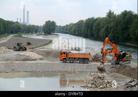 Renaturierung der Isar in München, 2011 Stockfoto