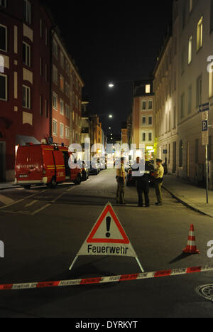 Straßensperrung nach Bombe Entdeckung in München Schwabing, 2012 Stockfoto