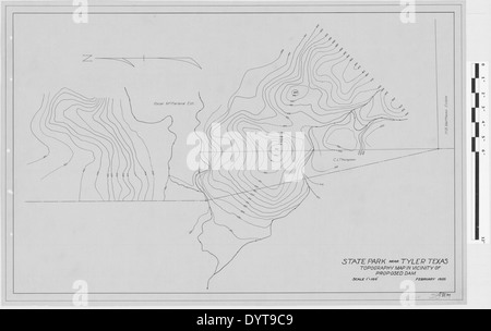 Tyler State Park - Topographie Landkarte in Nähe des vorgeschlagenen Dam - SP.54.28 Stockfoto