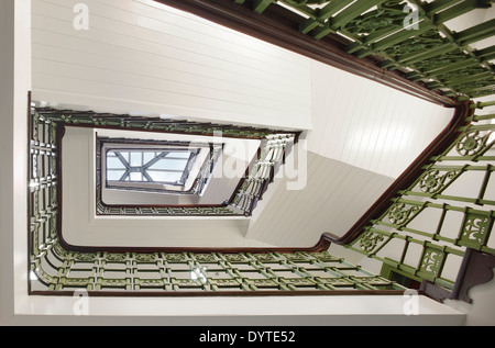 Ursprüngliche Treppe innerhalb 61 Oxford Street, Manchester, Greater Manchester. Stockfoto