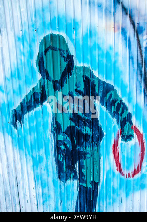 Kunst im öffentlichen Raum auf Zink Platte Hintergrund Stockfoto