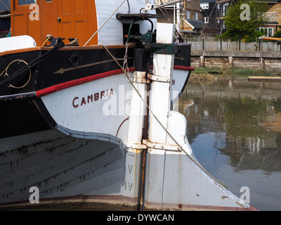 FAVERSHAM, KENT/UK - März 29: Nahaufnahme des die Cambria restauriert Themse Segeln Lastkahn in Faversham Kent am 29. März 2014 Stockfoto