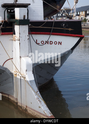 FAVERSHAM, KENT/UK - März 29: Nahaufnahme des die Cambria restauriert Themse Segeln Lastkahn in Faversham Kent am 29. März 2014 Stockfoto