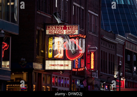 Ernest Tubb Record Shop Zeichen am unteren Broadway Nashville Tennessee Stockfoto