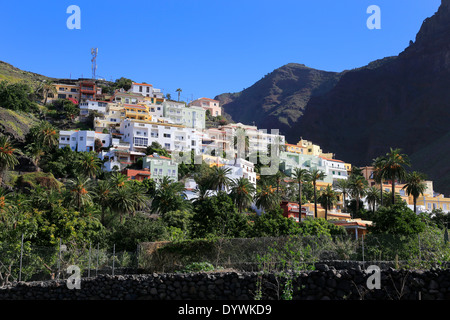 Valle Gran Rey, Spanien, mit Blick auf den Ortsteil La Calera auf der Insel La Gomera Stockfoto