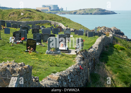 Llanbadrig Kirchhof Anglesey Küstenweg Stockfoto