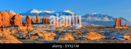 Winterlandschaft im Arches National Park in der Nähe von Moab, Utah - USA Stockfoto