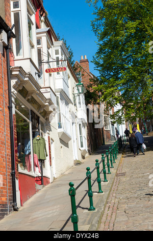 Steile Hügel im Stadtzentrum von Lincoln, Lincolnshire England UK Stockfoto