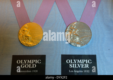 Lord Burghley Medaillen von den Olympischen Spielen 1928 und 1932. Burghley House. Stamford. Lincolnshire Stockfoto