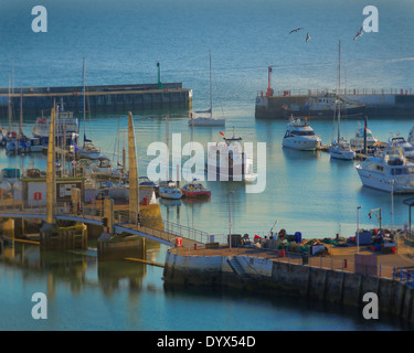 GB - DEVON: Torquay Hafeneinfahrt und Millennium Bridge Stockfoto