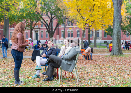 Harvard Yard, altes Herz des Campus der Harvard Universität, an einem schönen Herbsttag in Cambridge, MA, USA am 2. November 2013. Stockfoto