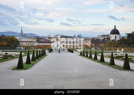 Berühmte Schloss Belvedere in Wien Stockfoto