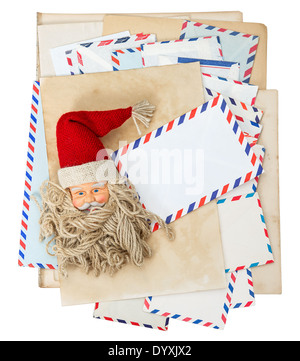 Vintage Air Mail Umschläge, Santa Claus Post. Nostalgische Weihnachten Sammelalbum Hintergrund Stockfoto