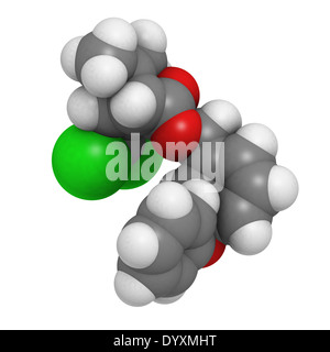 Permethrin Insektizid Molekül. Am meisten benutzt Insektizid, Acaricide und Insektenschutzmittel. Stockfoto