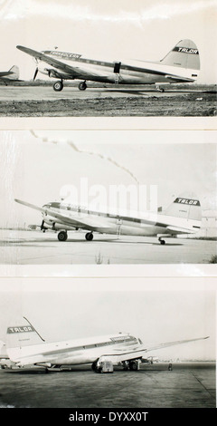 Die Curtiss C-46 Commando war ein großes Frachtflugzeug, das während des Zweiten Weltkriegs und darüber hinaus eingesetzt wurde. Diese Version, die von Transocean Air Lines betrieben wurde, war ein wichtiges Transportflugzeug für militärische und zivile Lufttransportoperationen. Stockfoto