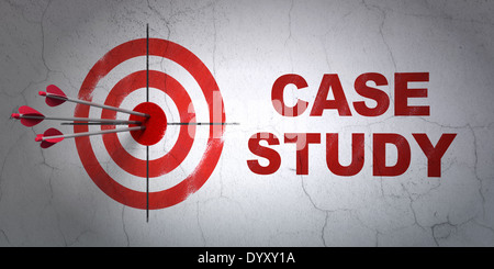 Bildungskonzept: Praxisbeispiel auf Wand Hintergrund und Ziel Stockfoto