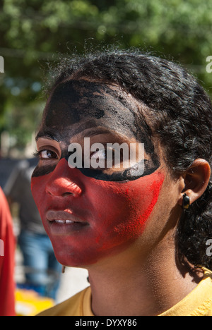 Belem, Bundesstaat Para, Brasilien. Demonstration gegen den Bau von Staudämmen. Stockfoto