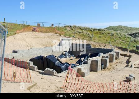 Das alte St.Pirans-Oratorium in der Nähe von Perranporth ist nach Verschüttung Erhaltung Gründen seit Jahrzehnten ausgegraben wird Stockfoto