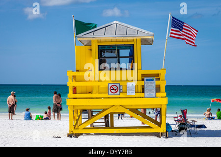 Rettungsschwimmer-Turm, Siesta Key, Sarasota, Florida, USA Stockfoto