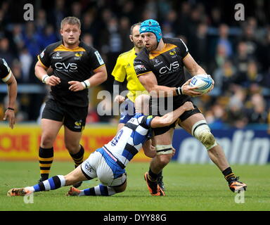 High Wycombe, England. 27. April 2014. James Haskell von London Wasps in Aktion während der Amlin Cup Semi-Finale zwischen London Wasps und Bath Rugby im Adams Park, High Wycombe, England. 27. April 2014 Credit: Action Plus Sport/Alamy Live News Stockfoto