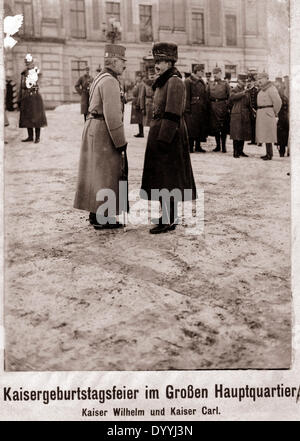 Wilhelm II. und Karl i. von Österreich in der zentrale, 1917 Stockfoto