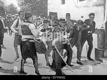 Verhaftung von Gavrilo Princip in Sarajevo, 1914 Stockfoto