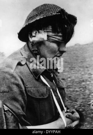 Eine aufgenommene britischer Soldat an der Front Invasion 1944 Stockfoto